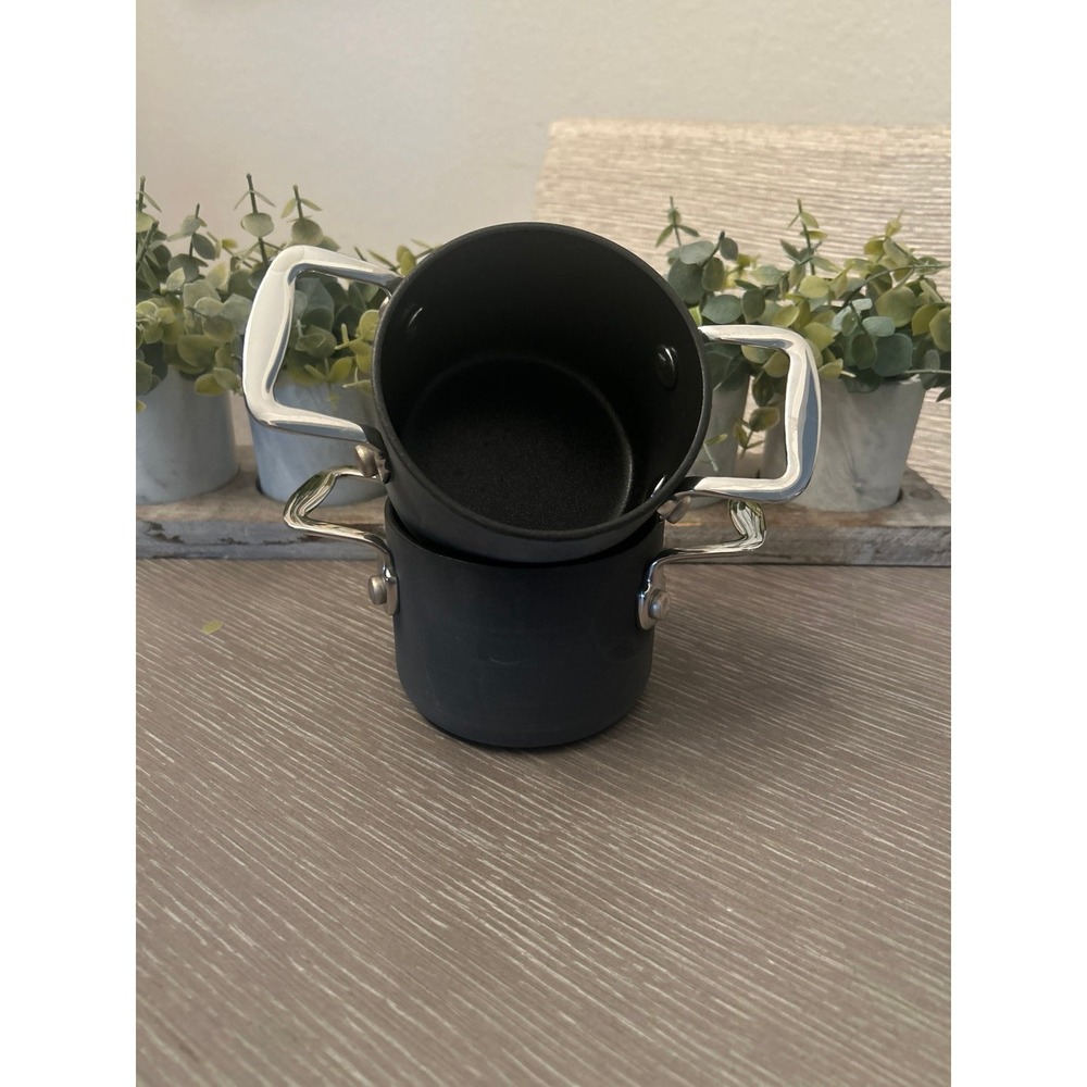 Set of 2‎ Cook's Essentials Mini Pots Hard Anodized Nonstick 5/8Qt/0.59L Handles